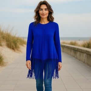 ESTRNA Jane Rayon & Polyester Long Sleeve Sweater Size L Fits Like A Medium